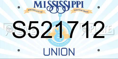 S521712 Mississippi License Plate
