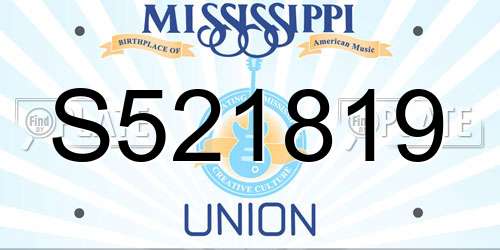 S521819 Mississippi License Plate