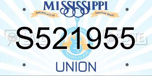 S521955 Mississippi License Plate