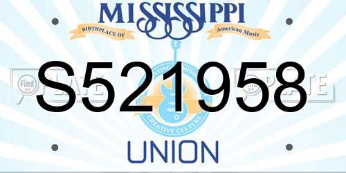 S521958 Mississippi License Plate