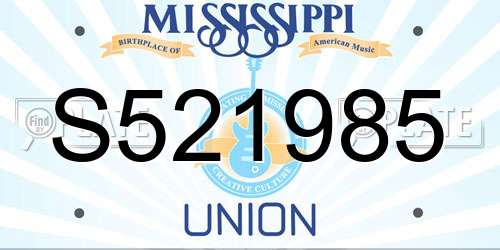 S521985 Mississippi License Plate
