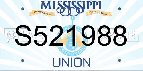 S521988 Mississippi License Plate