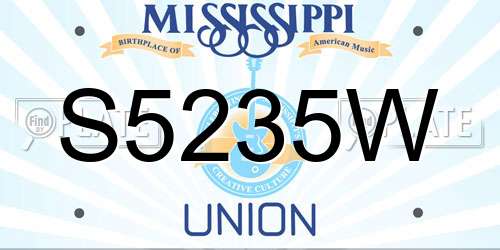 S5235W Mississippi License Plate