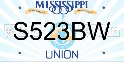 S523BW Mississippi License Plate
