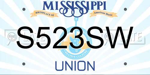 S523SW Mississippi License Plate