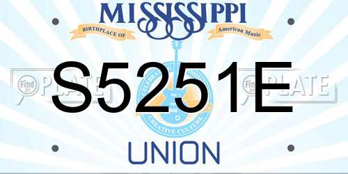 S5251E Mississippi License Plate