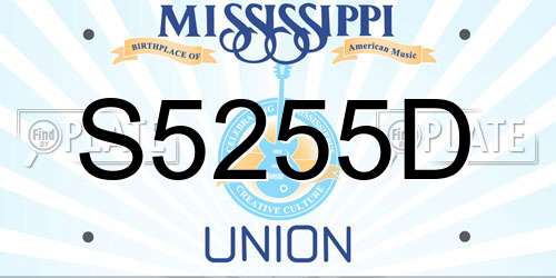 S5255D Mississippi License Plate