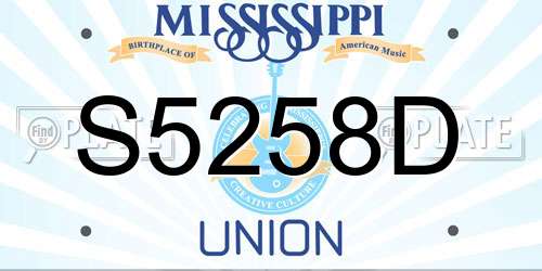 S5258D Mississippi License Plate