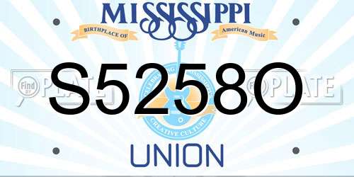 S5258O Mississippi License Plate