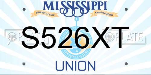 S526XT Mississippi License Plate