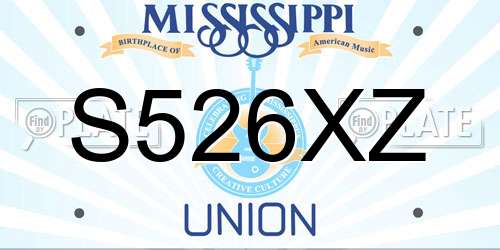 S526XZ Mississippi License Plate
