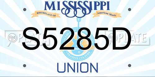S5285D Mississippi License Plate