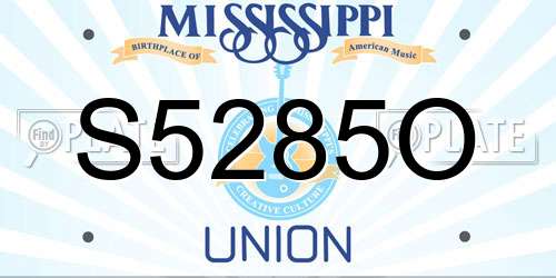S5285O Mississippi License Plate