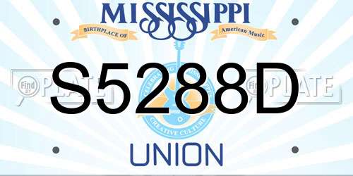 S5288D Mississippi License Plate
