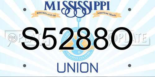 S5288O Mississippi License Plate