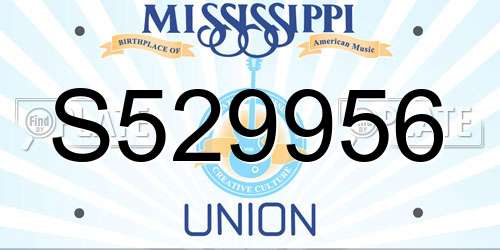S529956 Mississippi License Plate
