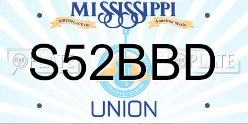 S52BBD Mississippi License Plate