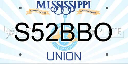 S52BBO Mississippi License Plate