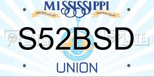 S52BSD Mississippi License Plate