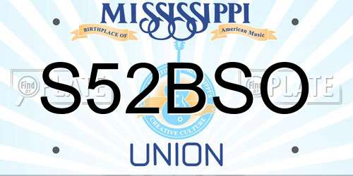S52BSO Mississippi License Plate
