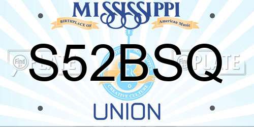 S52BSQ Mississippi License Plate