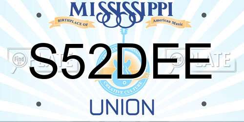 S52DEE Mississippi License Plate