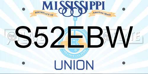 S52EBW Mississippi License Plate