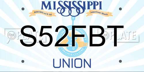 S52FBT Mississippi License Plate