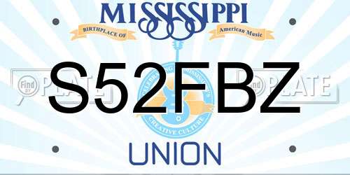 S52FBZ Mississippi License Plate