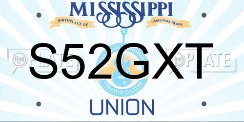 S52GXT Mississippi License Plate