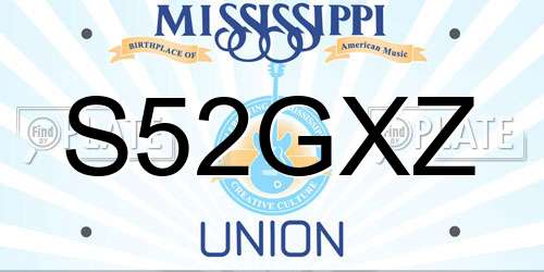 S52GXZ Mississippi License Plate