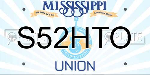 S52HTO Mississippi License Plate