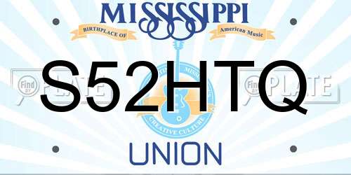 S52HTQ Mississippi License Plate