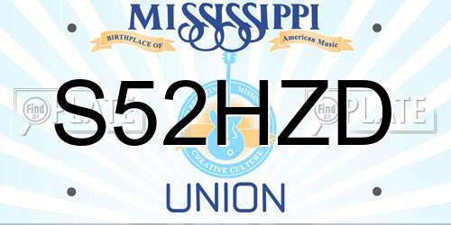 S52HZD Mississippi License Plate