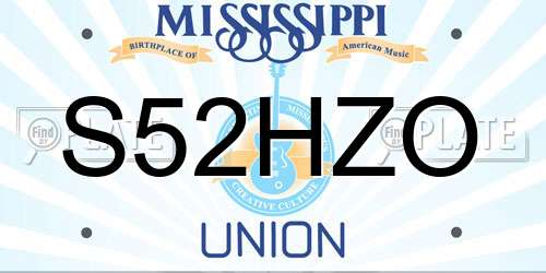 S52HZO Mississippi License Plate