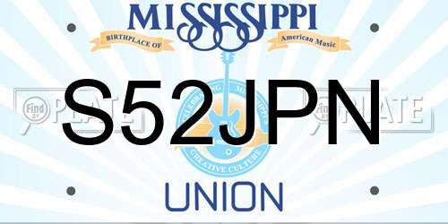 S52JPN Mississippi License Plate