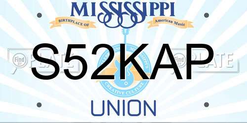 S52KAP Mississippi License Plate