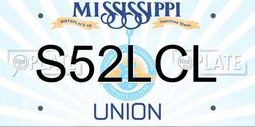S52LCL Mississippi License Plate