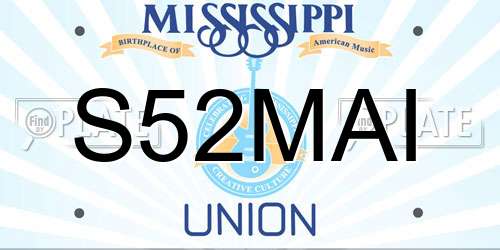 S52MAI Mississippi License Plate