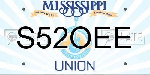 S52OEE Mississippi License Plate