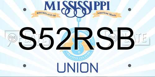 S52RSB Mississippi License Plate
