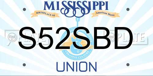 S52SBD Mississippi License Plate