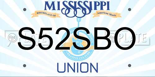 S52SBO Mississippi License Plate