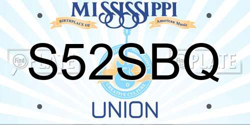 S52SBQ Mississippi License Plate