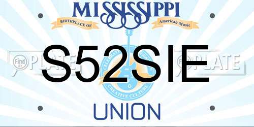 S52SIE Mississippi License Plate