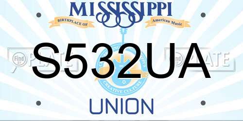 S532UA Mississippi License Plate