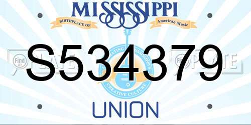 S534379 Mississippi License Plate