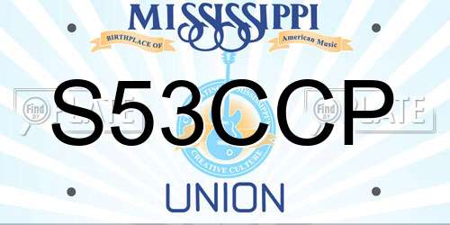 S53CCP Mississippi License Plate