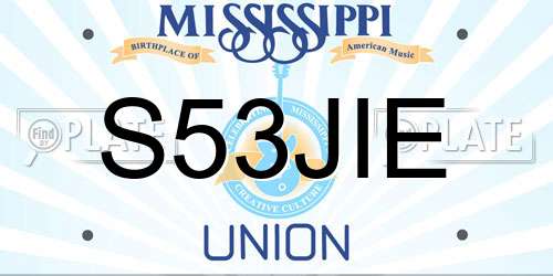 S53JIE Mississippi License Plate