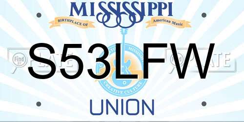 S53LFW Mississippi License Plate